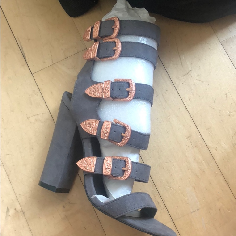 nasty gal Grey and rose gold heels